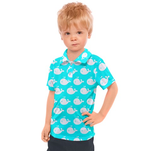 Cute Whale Illustration Pattern Kids  Polo Tee by GardenOfOphir