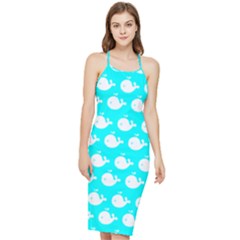 Cute Whale Illustration Pattern Bodycon Cross Back Summer Dress