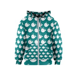 Cute Whale Illustration Pattern Kids  Zipper Hoodie by GardenOfOphir