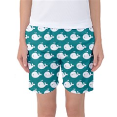 Cute Whale Illustration Pattern Women s Basketball Shorts by GardenOfOphir