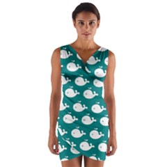 Cute Whale Illustration Pattern Wrap Front Bodycon Dress by GardenOfOphir