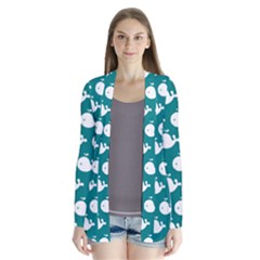 Cute Whale Illustration Pattern Drape Collar Cardigan by GardenOfOphir