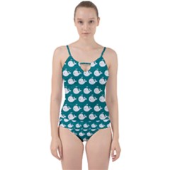 Cute Whale Illustration Pattern Cut Out Top Tankini Set by GardenOfOphir