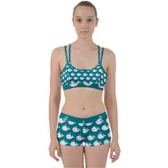 Cute Whale Illustration Pattern Perfect Fit Gym Set by GardenOfOphir