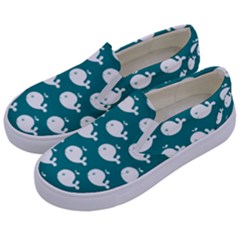 Cute Whale Illustration Pattern Kids  Canvas Slip Ons