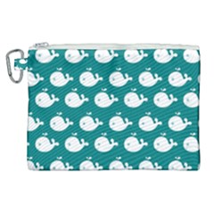 Cute Whale Illustration Pattern Canvas Cosmetic Bag (xl) by GardenOfOphir