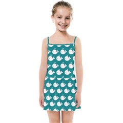 Cute Whale Illustration Pattern Kids  Summer Sun Dress by GardenOfOphir