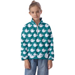 Cute Whale Illustration Pattern Kids  Half Zip Hoodie by GardenOfOphir