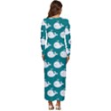 Cute Whale Illustration Pattern Long Sleeve Longline Maxi Dress View4