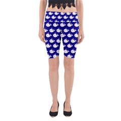 Cute Whale Illustration Pattern Yoga Cropped Leggings by GardenOfOphir