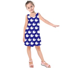 Cute Whale Illustration Pattern Kids  Sleeveless Dress by GardenOfOphir