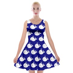 Cute Whale Illustration Pattern Velvet Skater Dress by GardenOfOphir