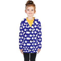 Cute Whale Illustration Pattern Kids  Double Breasted Button Coat by GardenOfOphir