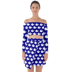 Cute Whale Illustration Pattern Off Shoulder Top With Skirt Set by GardenOfOphir