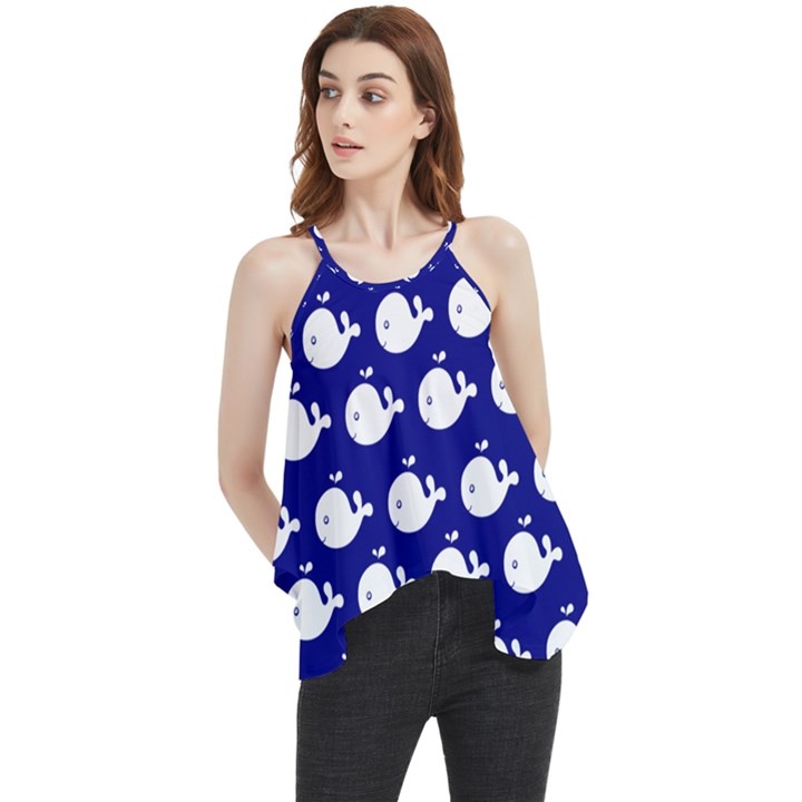 Cute Whale Illustration Pattern Flowy Camisole Tank Top