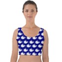 Cute Whale Illustration Pattern Velvet Crop Top View1