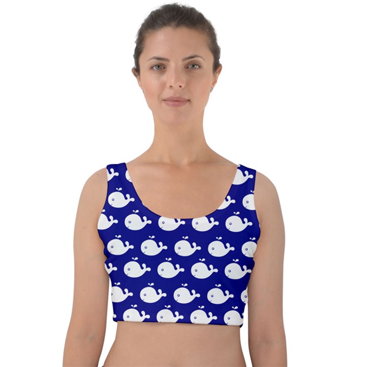 Cute Whale Illustration Pattern Velvet Crop Top