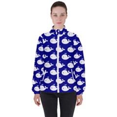 Cute Whale Illustration Pattern Women s High Neck Windbreaker by GardenOfOphir