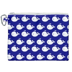 Cute Whale Illustration Pattern Canvas Cosmetic Bag (xxl) by GardenOfOphir