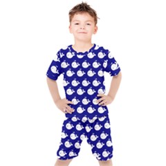 Cute Whale Illustration Pattern Kids  Tee And Shorts Set by GardenOfOphir