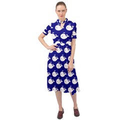 Cute Whale Illustration Pattern Keyhole Neckline Chiffon Dress by GardenOfOphir