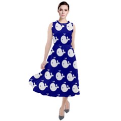 Cute Whale Illustration Pattern Round Neck Boho Dress by GardenOfOphir