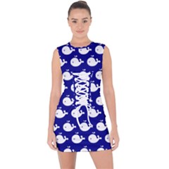 Cute Whale Illustration Pattern Lace Up Front Bodycon Dress by GardenOfOphir