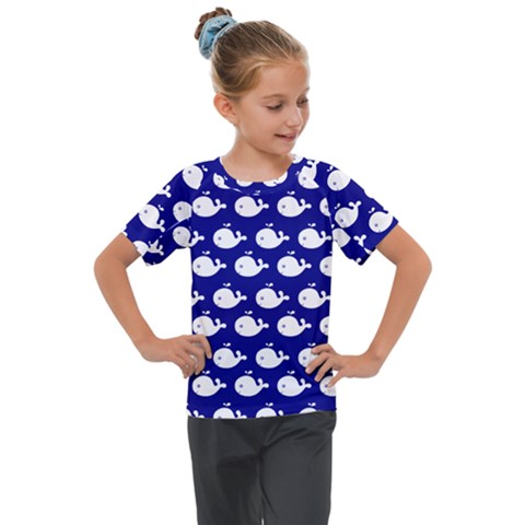 Cute Whale Illustration Pattern Kids  Mesh Piece Tee by GardenOfOphir