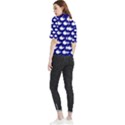 Cute Whale Illustration Pattern Frill Neck Blouse View2