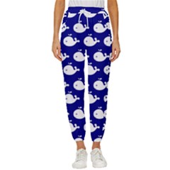 Cute Whale Illustration Pattern Women s Cropped Drawstring Pants by GardenOfOphir