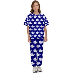 Cute Whale Illustration Pattern Kids  Tee And Pants Sports Set by GardenOfOphir