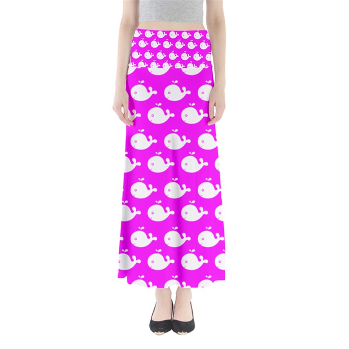 Cute Whale Illustration Pattern Full Length Maxi Skirt