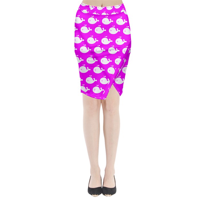 Cute Whale Illustration Pattern Midi Wrap Pencil Skirt