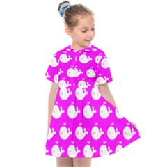 Cute Whale Illustration Pattern Kids  Sailor Dress by GardenOfOphir