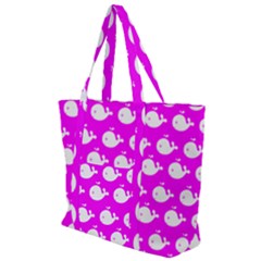 Cute Whale Illustration Pattern Zip Up Canvas Bag by GardenOfOphir