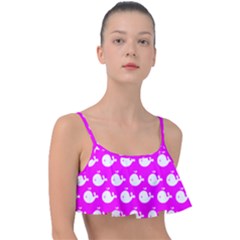 Cute Whale Illustration Pattern Frill Bikini Top by GardenOfOphir