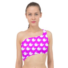 Cute Whale Illustration Pattern Spliced Up Bikini Top  by GardenOfOphir