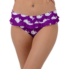 Cute Whale Illustration Pattern Frill Bikini Bottoms by GardenOfOphir