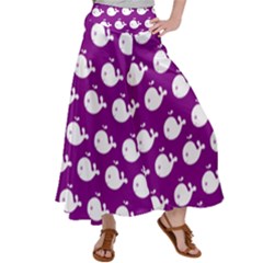 Cute Whale Illustration Pattern Women s Satin Palazzo Pants by GardenOfOphir