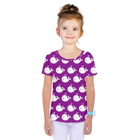 Cute Whale Illustration Pattern Kids  One Piece Tee by GardenOfOphir