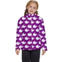 Cute Whale Illustration Pattern Kids  Puffer Bubble Jacket Coat View1