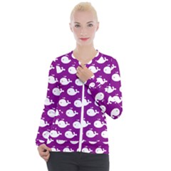 Cute Whale Illustration Pattern Casual Zip Up Jacket by GardenOfOphir