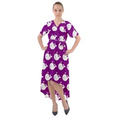 Cute Whale Illustration Pattern Front Wrap High Low Dress by GardenOfOphir