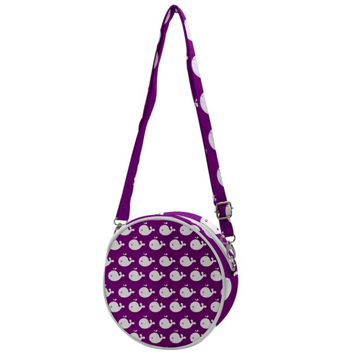 Cute Whale Illustration Pattern Crossbody Circle Bag