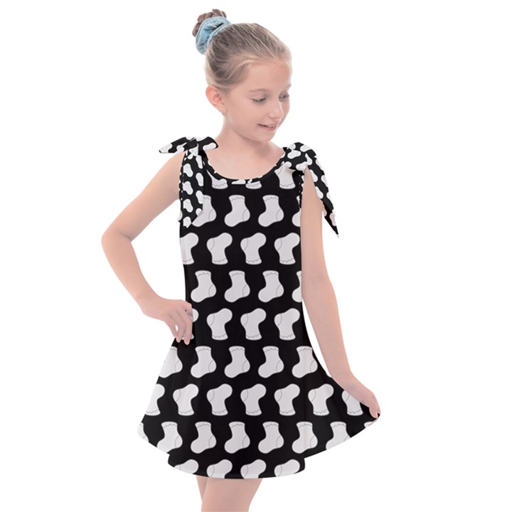 Black And White Cute Baby Socks Illustration Pattern Kids  Tie Up Tunic Dress