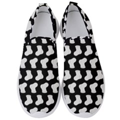 Black And White Cute Baby Socks Illustration Pattern Men s Slip On Sneakers by GardenOfOphir