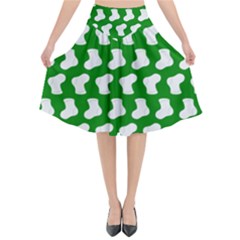 Cute Baby Socks Illustration Pattern Flared Midi Skirt by GardenOfOphir