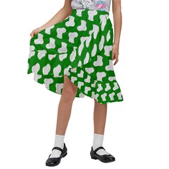 Cute Baby Socks Illustration Pattern Kids  Ruffle Flared Wrap Midi Skirt by GardenOfOphir