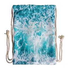 Tropical Blue Ocean Wave Drawstring Bag (large) by Jack14