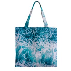 Tropical Blue Ocean Wave Zipper Grocery Tote Bag by Jack14